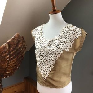 Pure Thai Silk And Guipure Lace Top